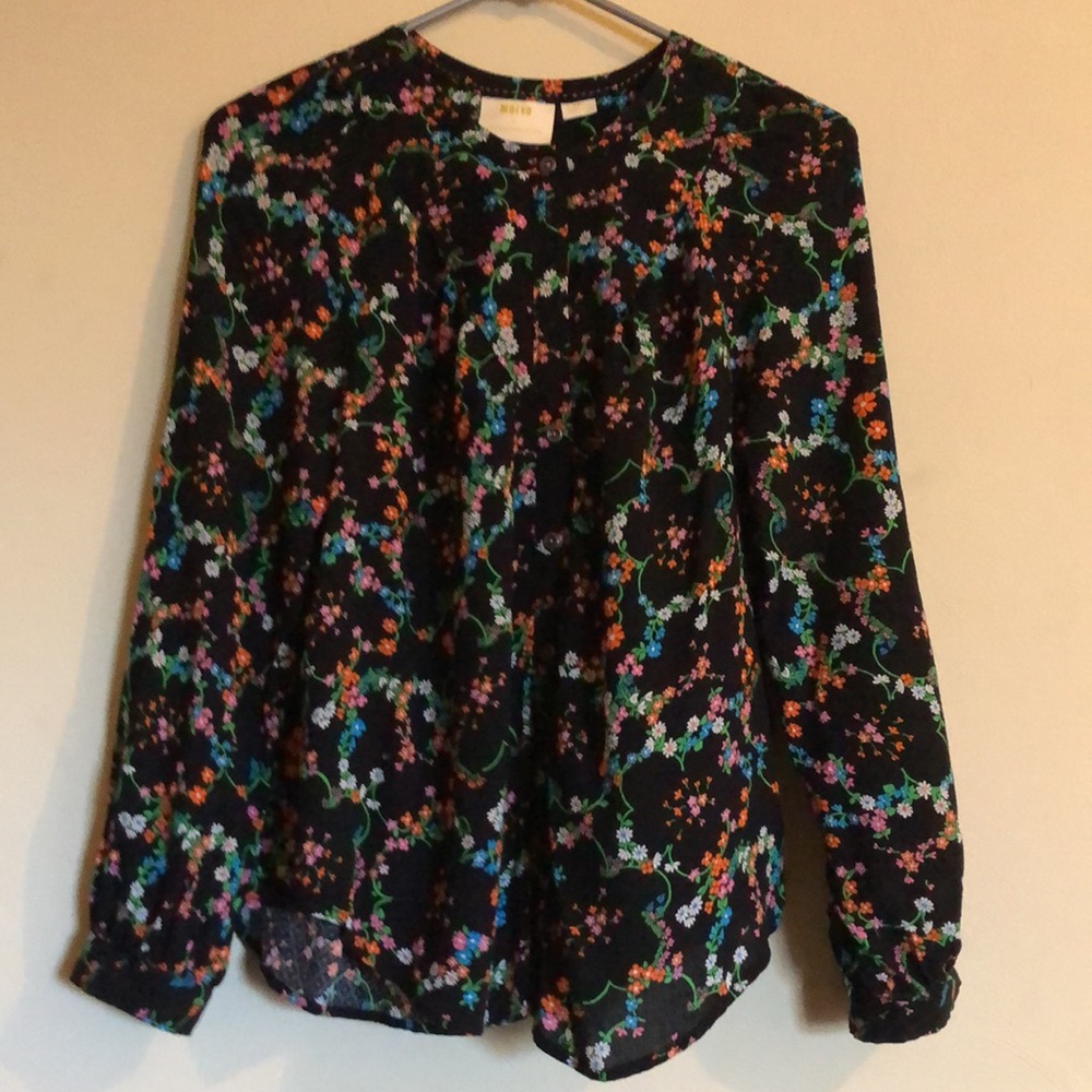 Anthropologie black floral blouse 🌺